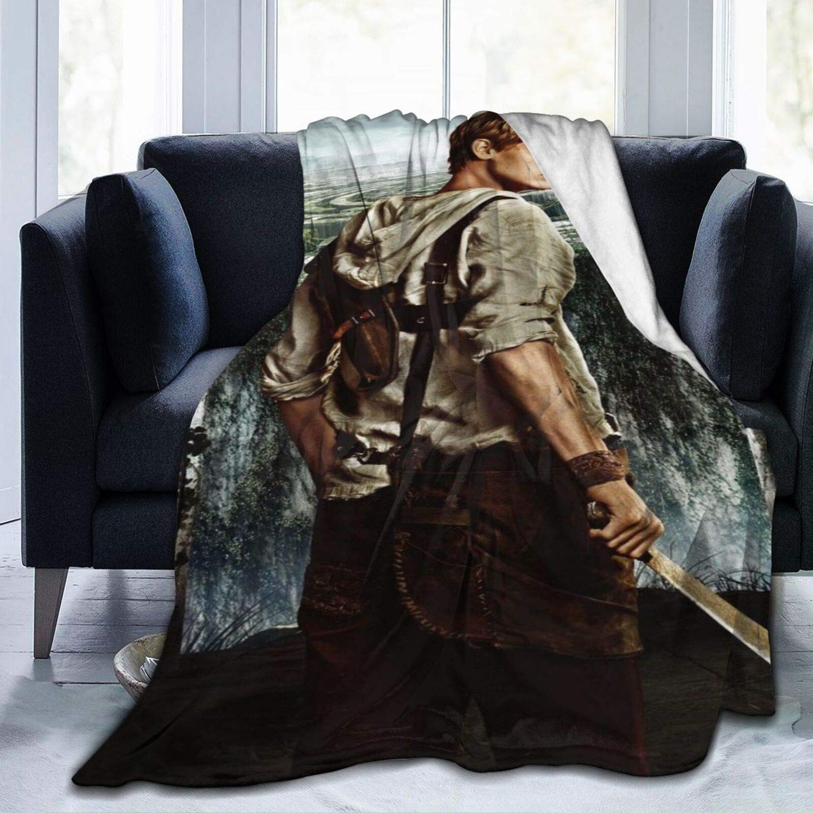 Amkong Thomas Brodie-Sangster Flannel Fleece Throw Blanket 3D Printing Poster Blanket- Super Soft, Lightweight, Cozy and Decorative for Bed, Sofa and Couch 50"x40"
