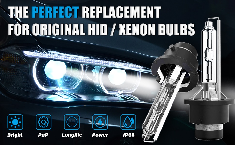 SOCAL-LED D2S 35W HID Headlight Bulbs - 6000K Crystal White Replacement For Factory HID Systems (Pack Of 2)
