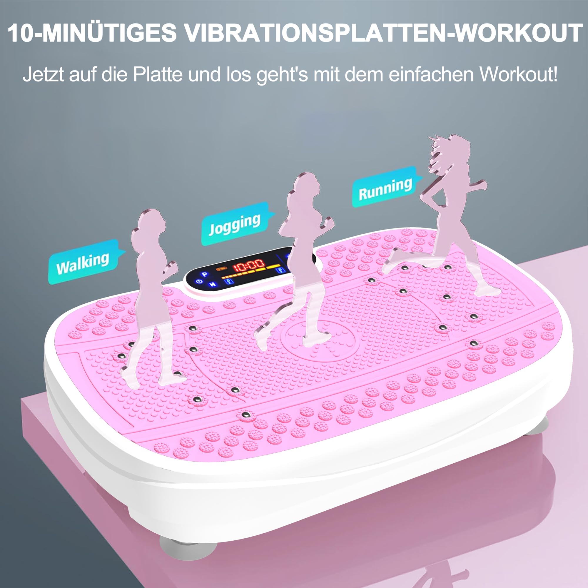 Vibrationsplatte für Zuhause - Rüttelplatte mit 120 Stufen & 5 Modi, mit Widerstandsbändern & Fernbedienung, für Fettverbrennung Muskelaufbau Figurformung ideal für Zuhause Home Gym