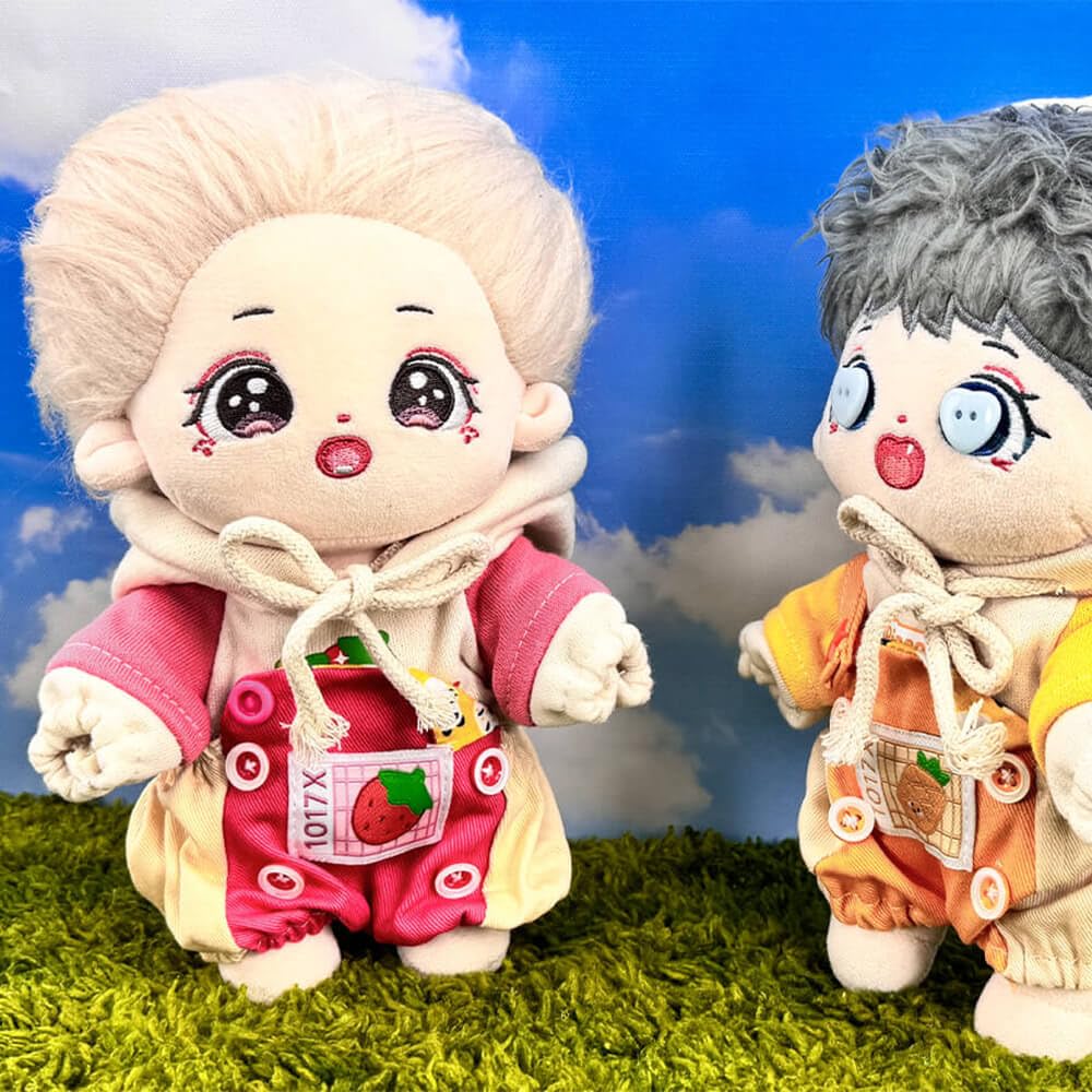niannyyhouse Vêtements de poupée en peluche de 20 cm, motif fruits, combinaison à capuche de 20,3 cm (rose niannyyhouse Vêtements de poupée en peluche de 20 cm, motif fruits, combinaison à capuche de 20,3 cm (rose