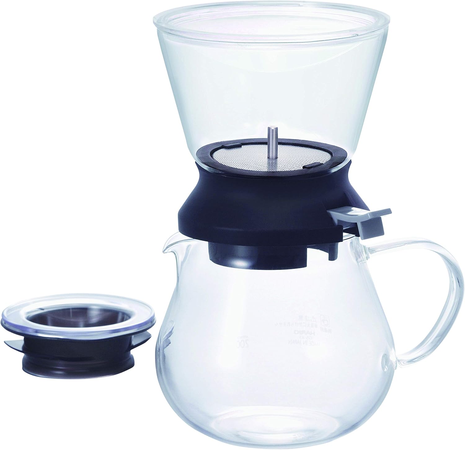 Hario Largo Glass Tea Dripper and Stand Set, 350ml, Black