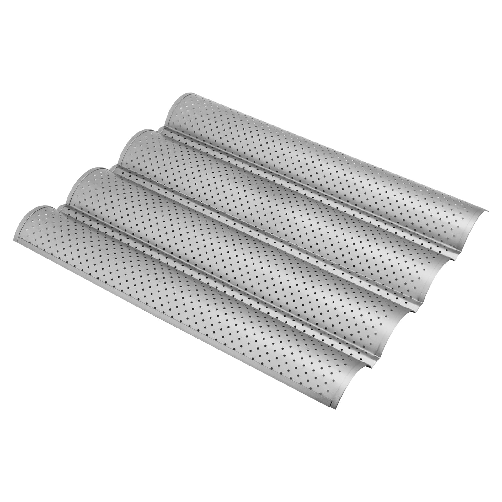 Lot de 2 Moule à Baguettes pour Four - Plaque à Pain Perforée Anti-Adhésif - 38 x 33 x 2,4 cm - Pour Baguettes, Pain Français, Pâtisserie