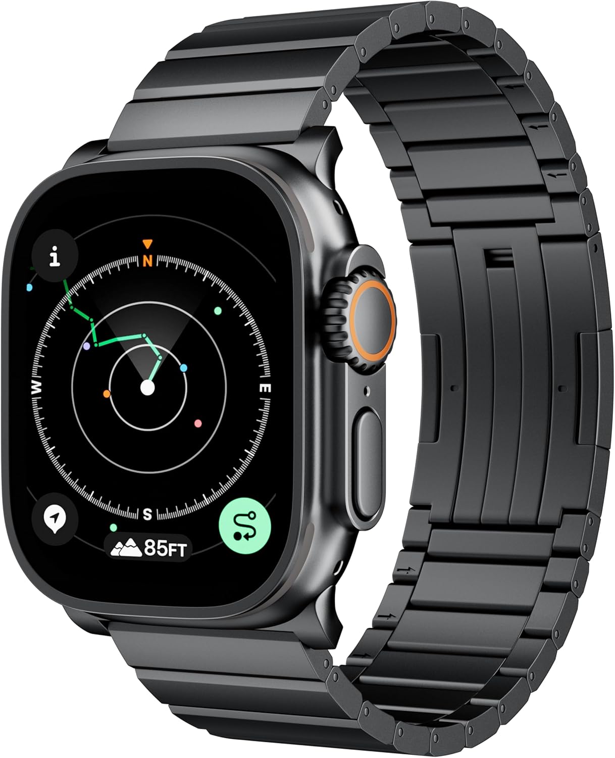 LULULOOK Black Titanium Band for Apple Watch Ultra 3 - Ultra 2 49mm, DLC Scratch-resistant Coating Adjustable Replacement iWatch Strap w/Foldover Clasp for Men