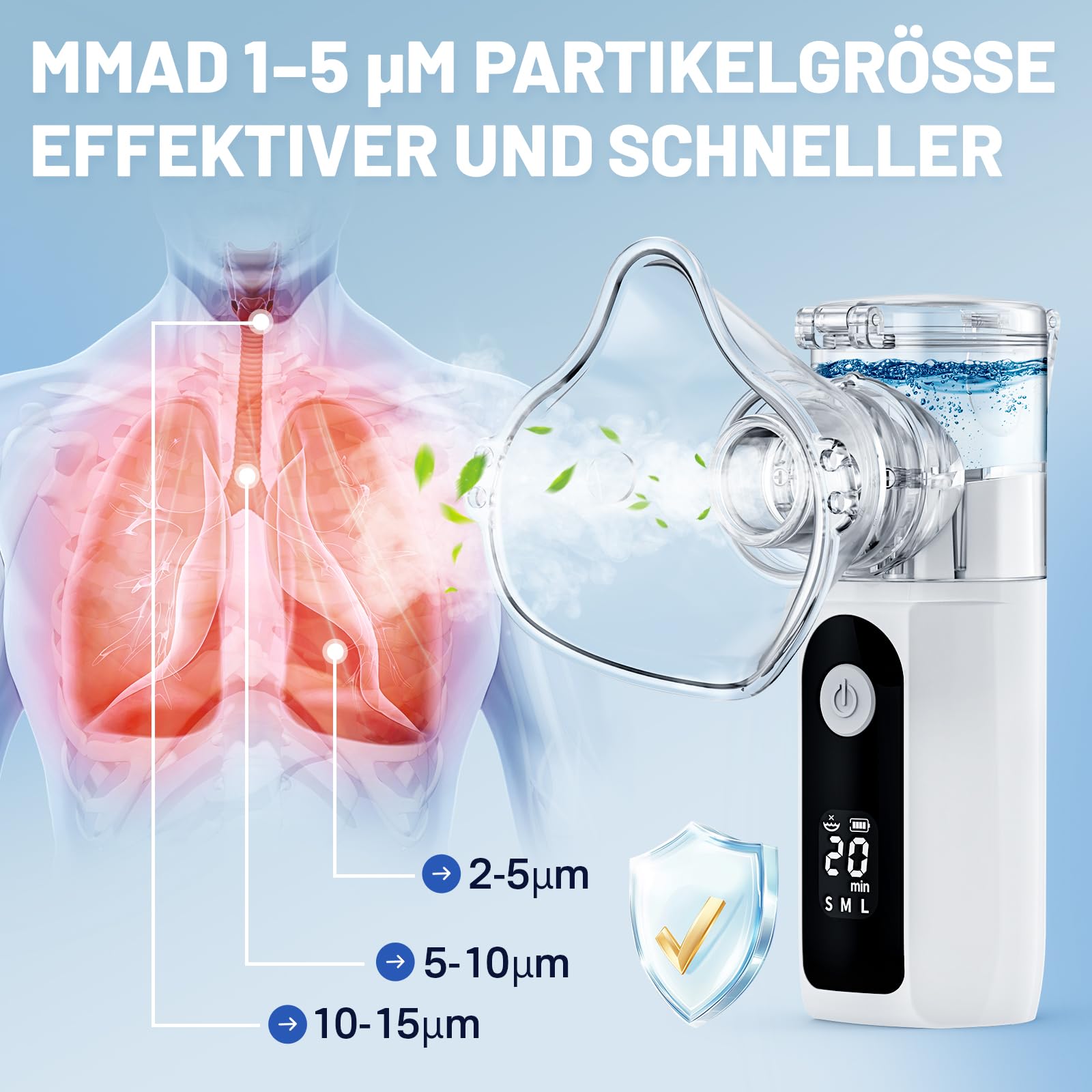 Portable Nébuliseur Aérosol Portable Pour Adulte Enfant bébé, Nebulisateur Affichage Numérique Silencieux, Portable Inhalateur Electrique Aérosol Pour La Maison et Le voyage