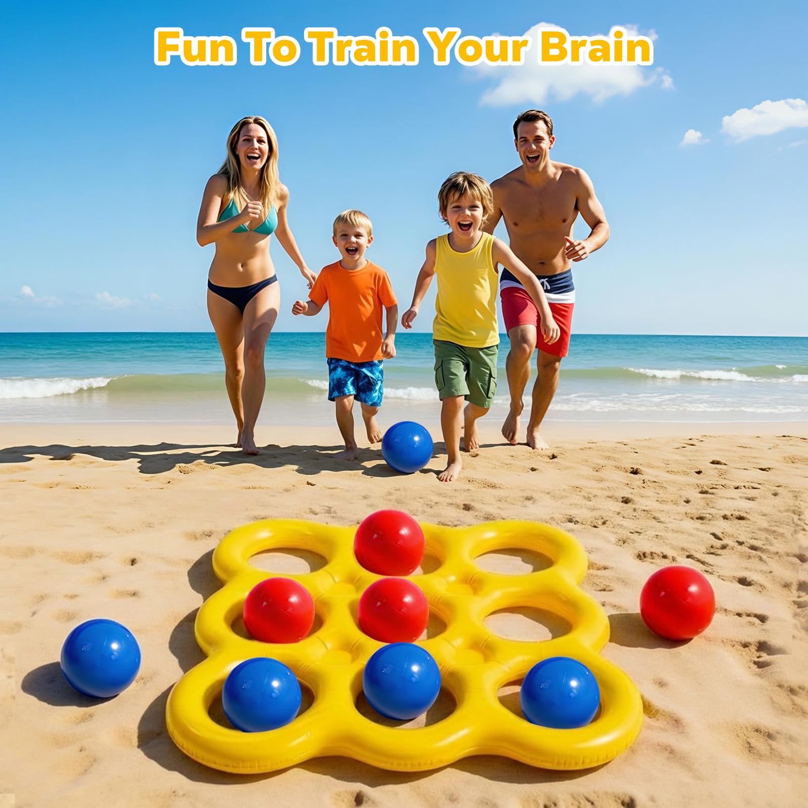 MoKo Set Giochi Acquatici Tic-Tac-Toe per Piscina, Galleggiante Piscina Gonfiabile con 10 Palline, Giochi per Feste in Famiglia Spiaggia Outdoor Adulti Adolescenti Bambini 2-10 Giocatori