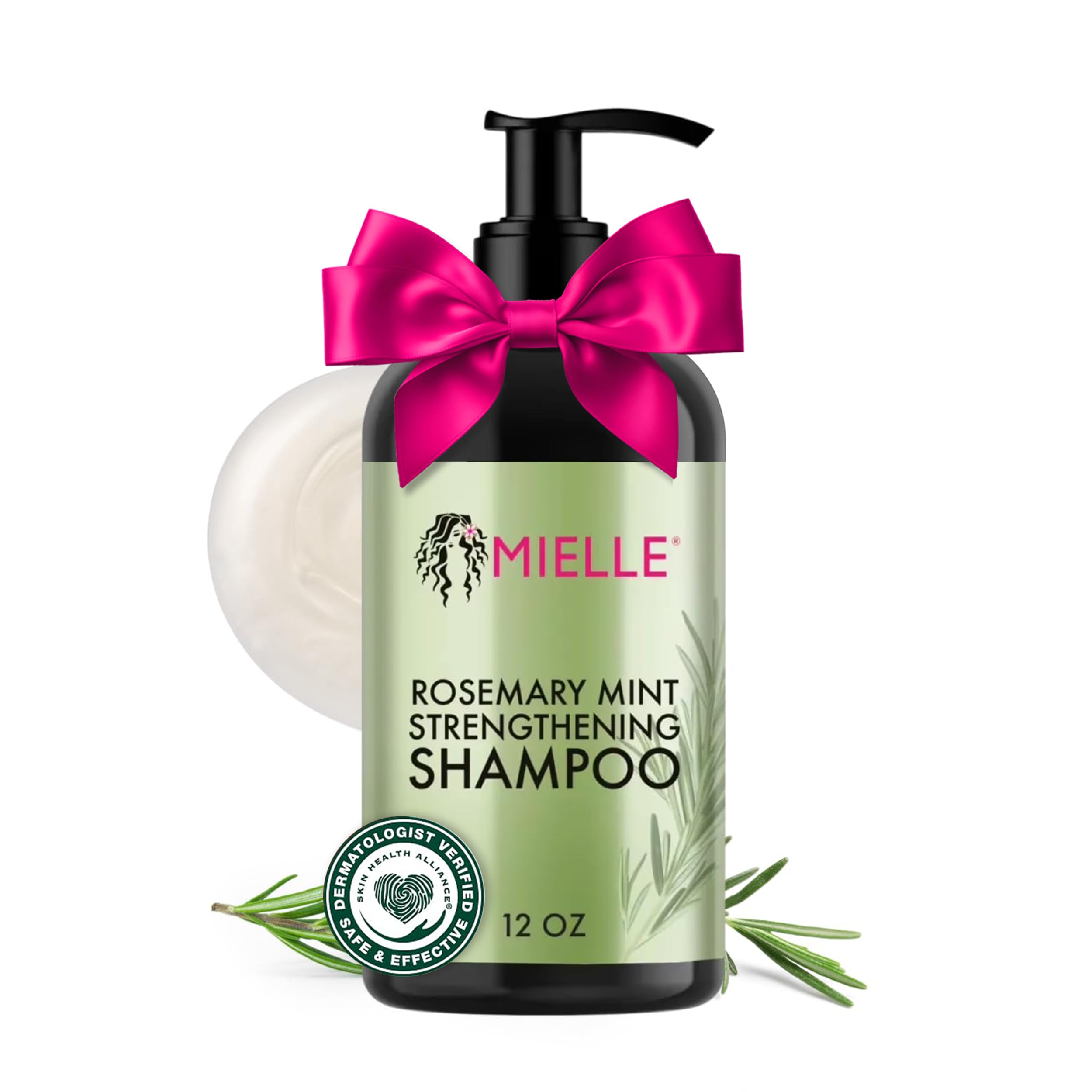 Mielle Organics Rosemary Mint Hair Strengthening Biotin Shampoo - Moisturizing Hair Shampoo for Women and Men to Gently Cleanse, Repair & Protect Strands (12 oz)
