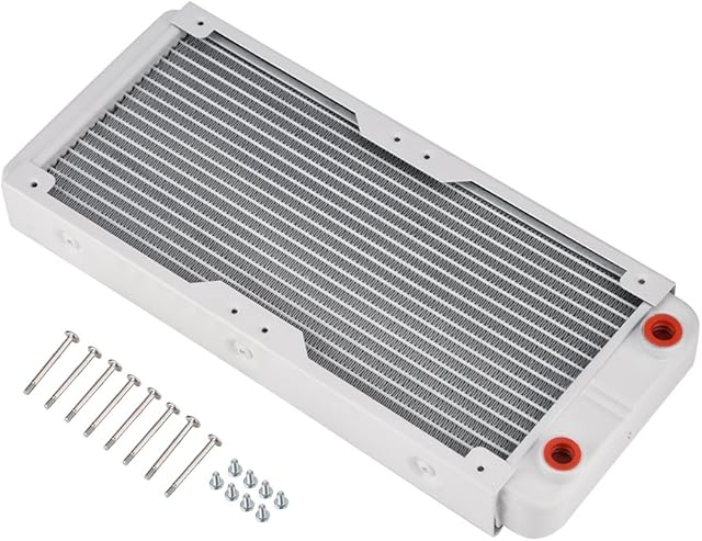 Richer-R Aluminum Radiator, Heatsink Cooler Cooling Kit,G1/4 Port Heat Sink Computer Water Cooling Liquid Heat Exchanger,White(240m)
