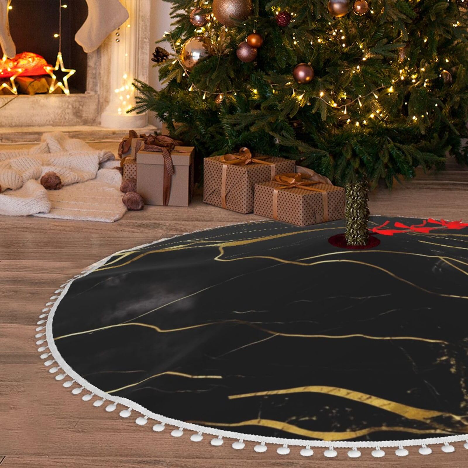 Jupe de sapin de Noël 122 cm pour cacher le pied du sapin et retenir les aiguilles