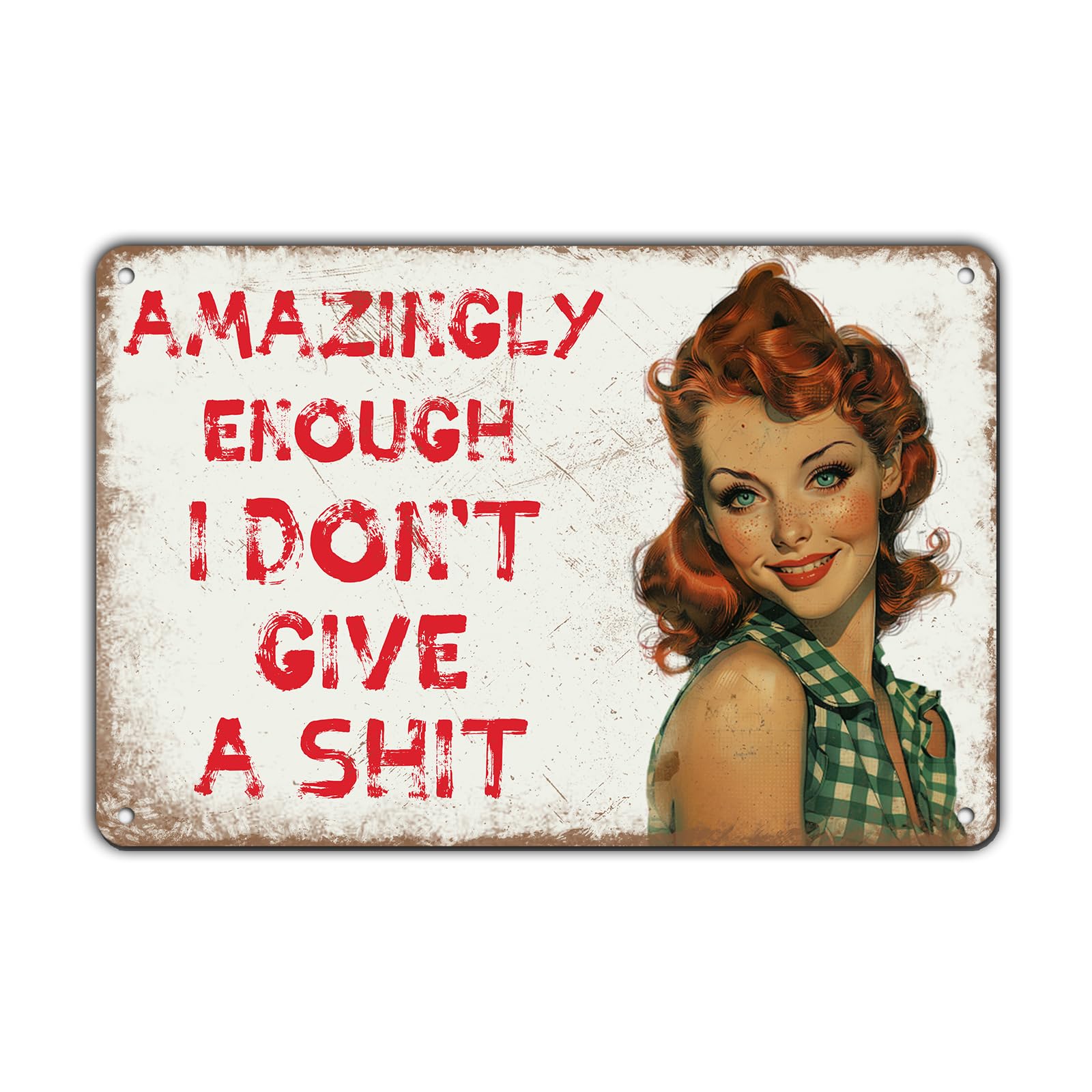 Anceky Metal Tin Sign Amazingly Enough I Dont Give A Shit Sign Retro Wall Decor for Home Farhouse Outside Yard Bar 12×8 Inch