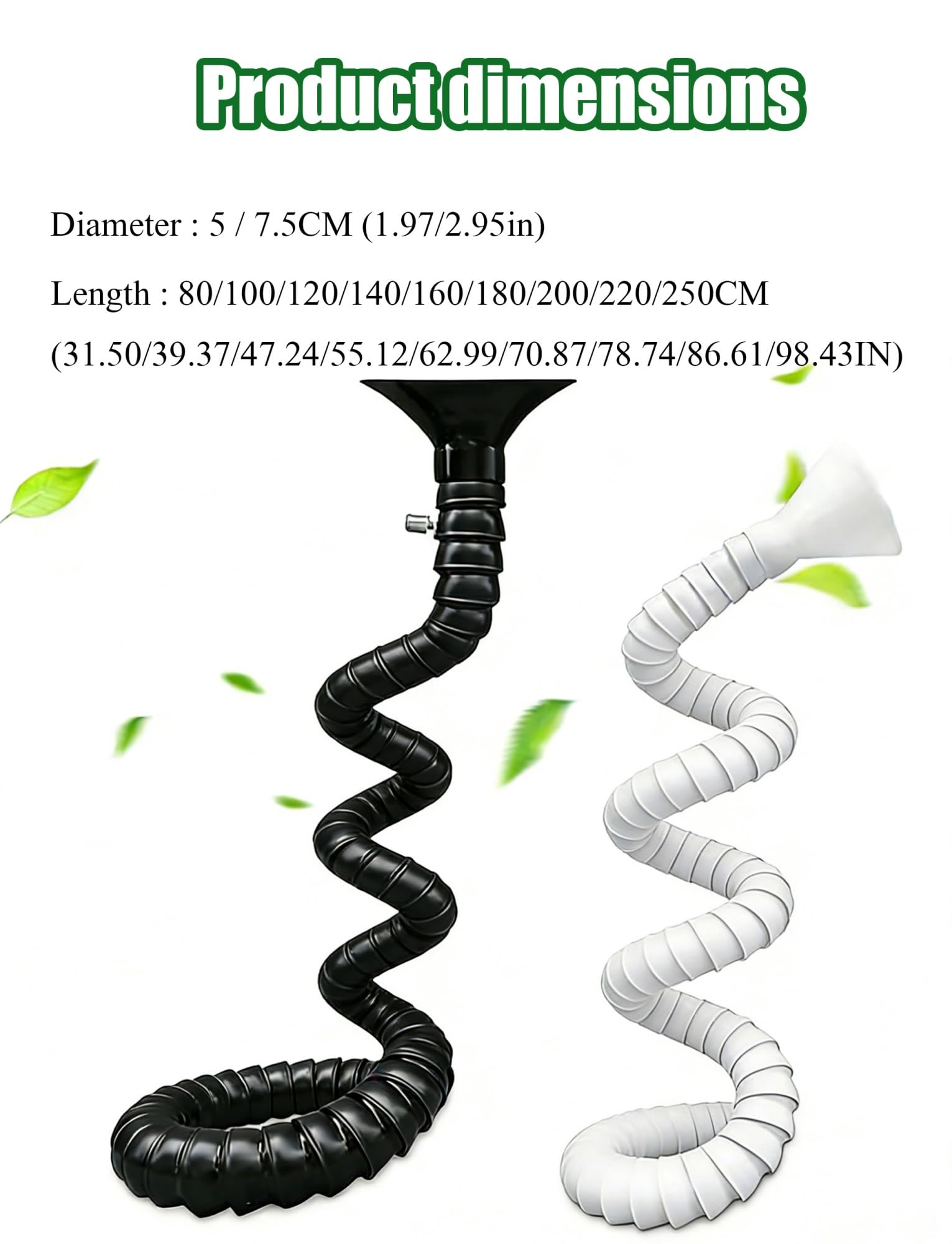 Braccio di aspirazione fumi regolabile con cappa, 250 cm, flessibile, per la ventilazione dell'officina