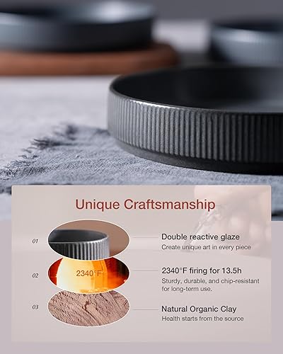 Miniatura 4 de famiware Star - Juego de 4 cuencos para pasta de 7.5 pulgadas, doble esmalte reactivo, apilables, ideal para tu amigo para inauguración de la casa,