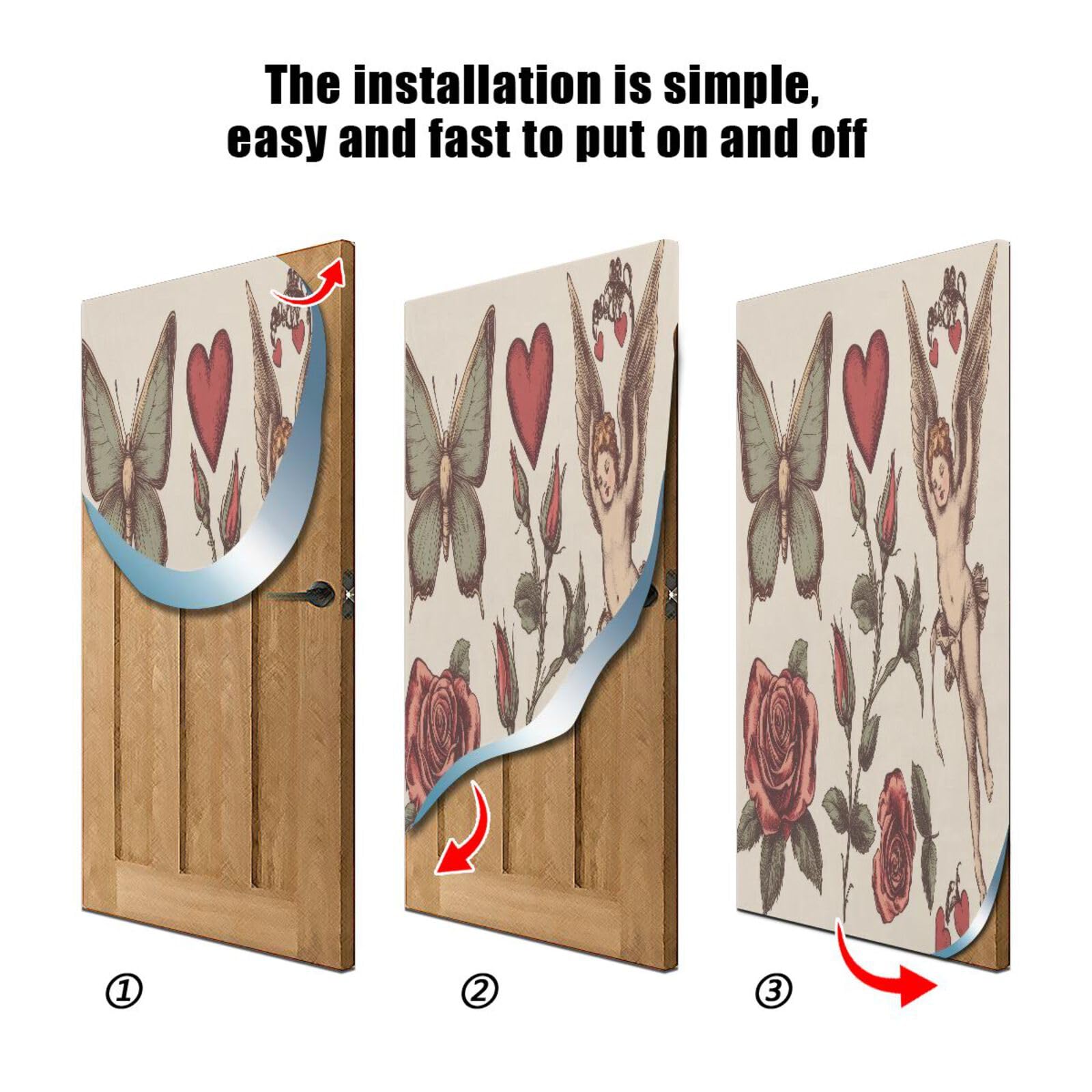 FLildon Cupid Love Valentine's Day Door Cover Decoration, Party Accessory Porch Decor for Festive Ornament Room Door Covers 32 x 79 Inch