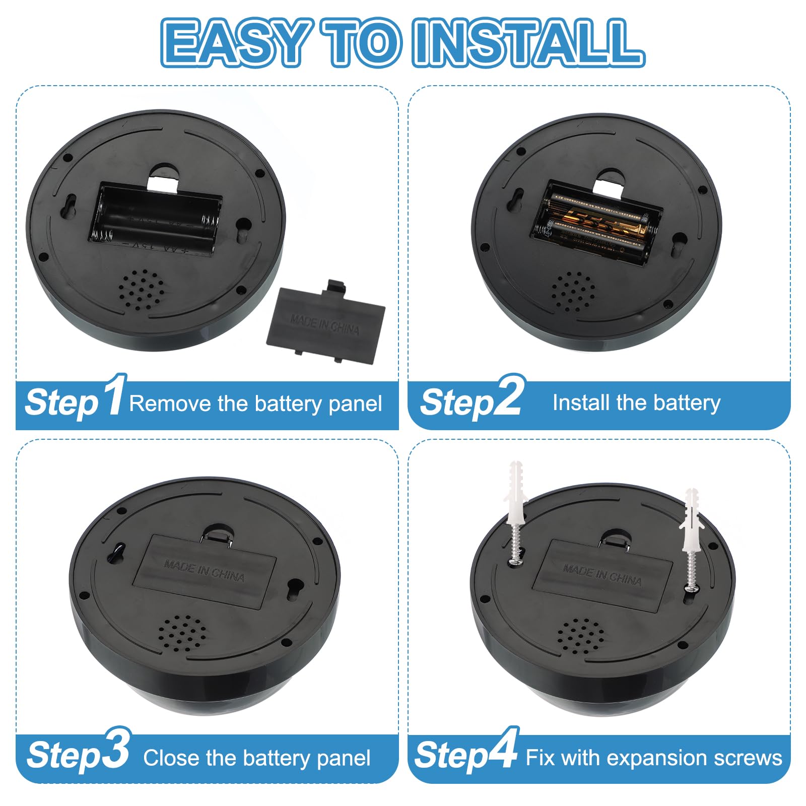 PATIKIL Cámara de seguridad falsa, 4 cámaras domo simuladas con luz LED roja intermitente y tornillo para interiores y exteriores, negocio doméstico, color negro
