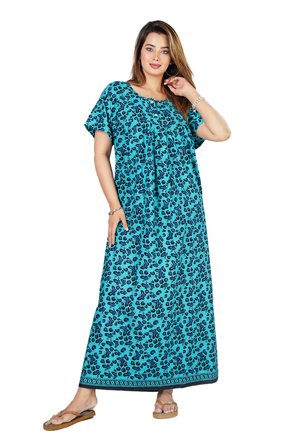 monique Nighty for Women Cotton Nighty for Women Floral Printed Maxi Gown Ankle Length Nighty- Free Size-picture-23