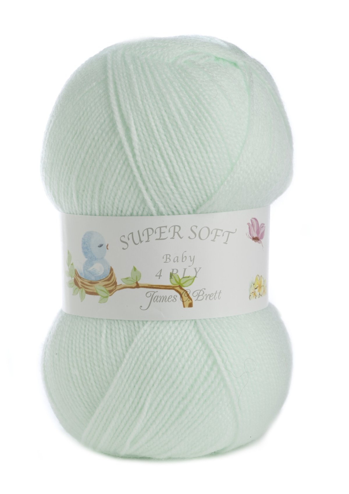 James Brett 100% Acrylic Baby 4 Ply Knitting Yarn Supersoft Knit Wool 5 x 100g (Pale Mint - BY1)