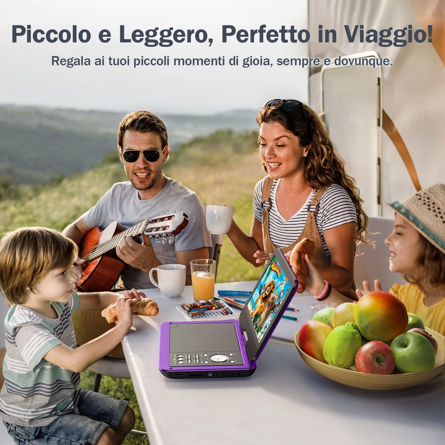 YOTON Lettore DVD Portatile 12,5" Schermo Girevole HD 10,5" per Auto Bambini Batteria 6 Ore USB SD