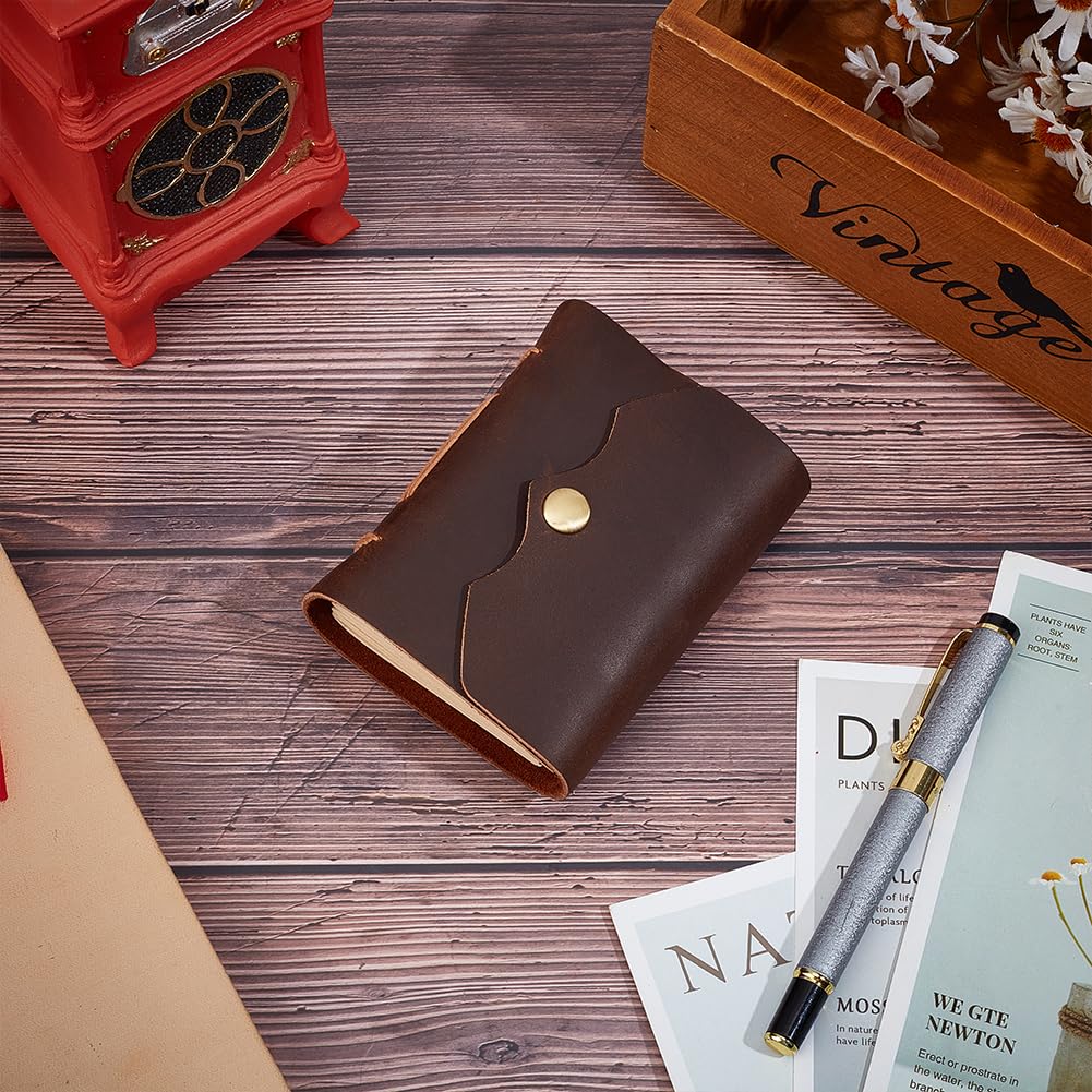 CRASPIRE Leather Journal Notebook Small 320 Blank Pages Kraft Paper Handmade Travel Vintage Daily 3.3x4.3in Lock Closure Portable Notepad for Man Women Gifts Artist Traveler Writing Drawing Coffee - Image 4