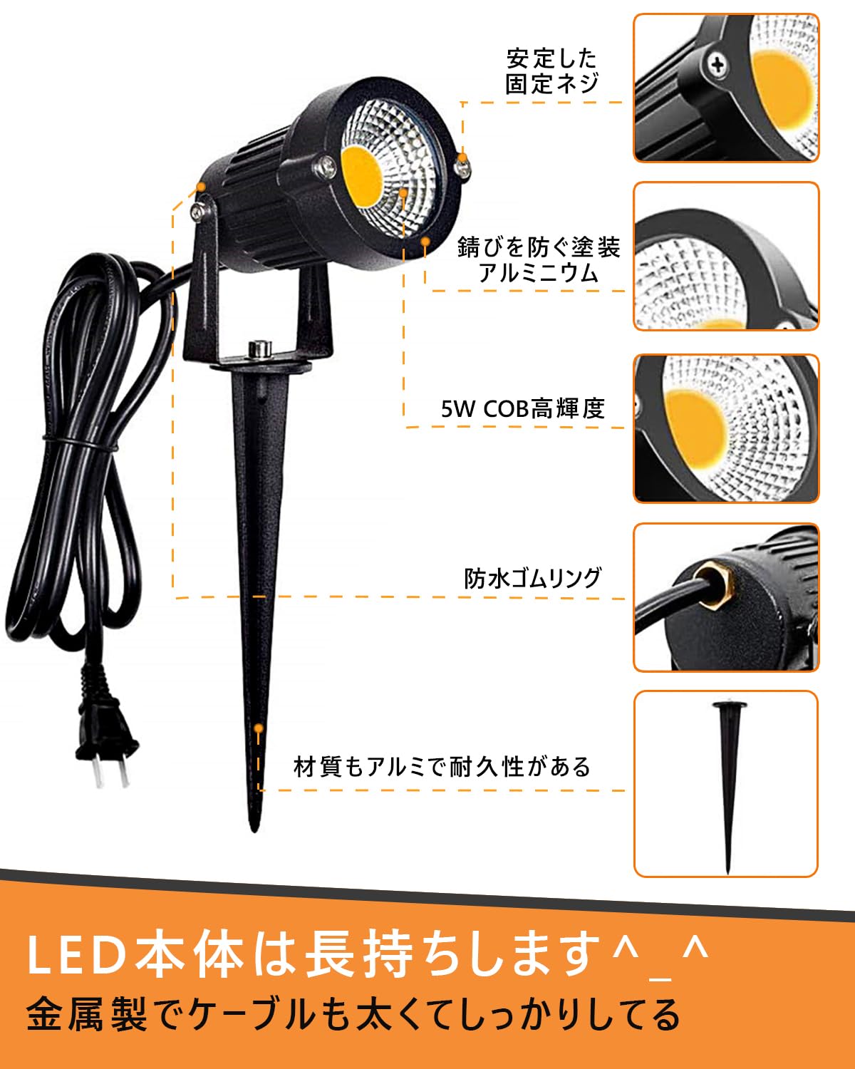 Amazon.co.jp : Herimo 5W 電球色 LEDガーデンライト 3000K 400LM