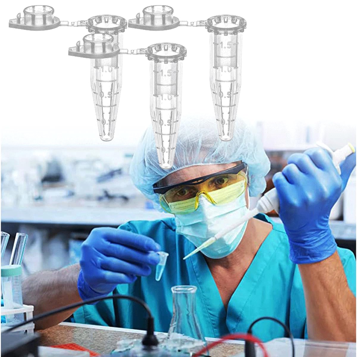 200 pièces (1,5 ml) Tube à centrifuger de laboratoire,Tube à centrifuger,tube à échantillon,Tube à centrifuger transparent,Tube à centrifuger conique,Pour l'analyse d'échantillons en laboratoire