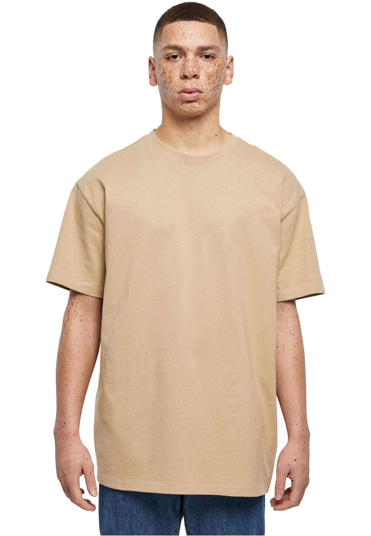 Build Your Brand Unisex Beige Oversized Heavy T-Shirt