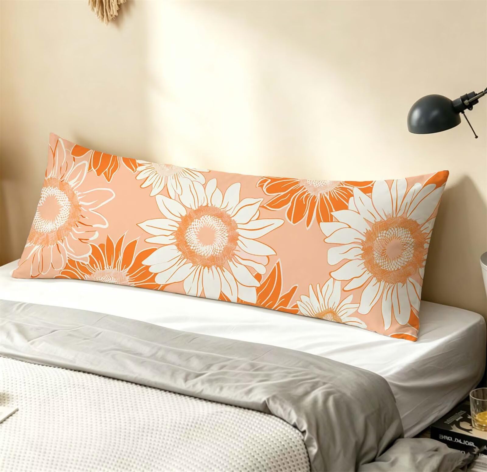 Arancione-10 Federe Cuscino Letto 50 x 150 cm, Cuscini per Divano Velluto, | Doppia Faccia Stampa, Semplice-2 Fodera per Cuscino Decorativa, con Cerniera, Cuscino per Dormire Sul Fianco j-80