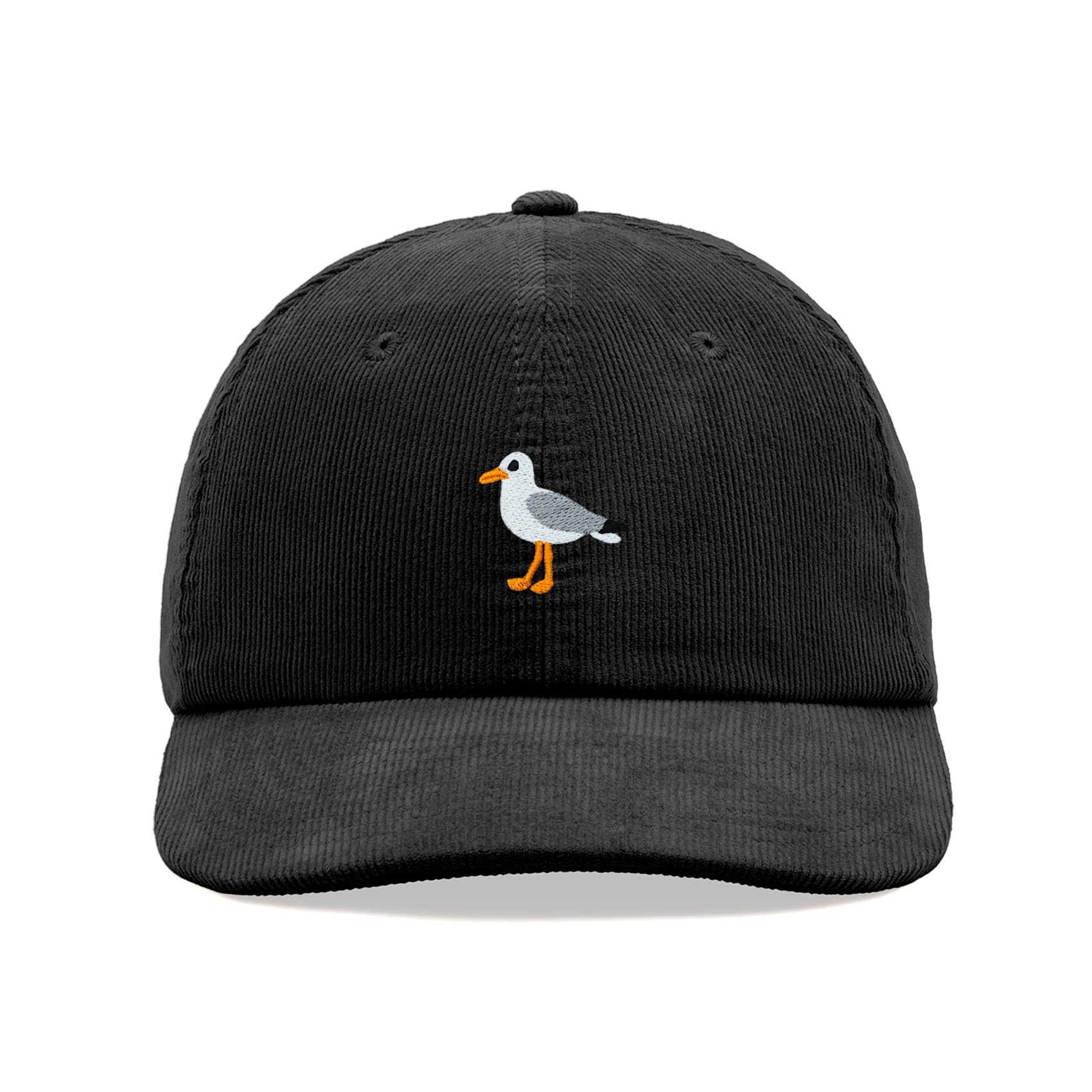 Seagull Corduroy Baseball Cap Vintage Unisex Dad Hat Adjustable Bird Black