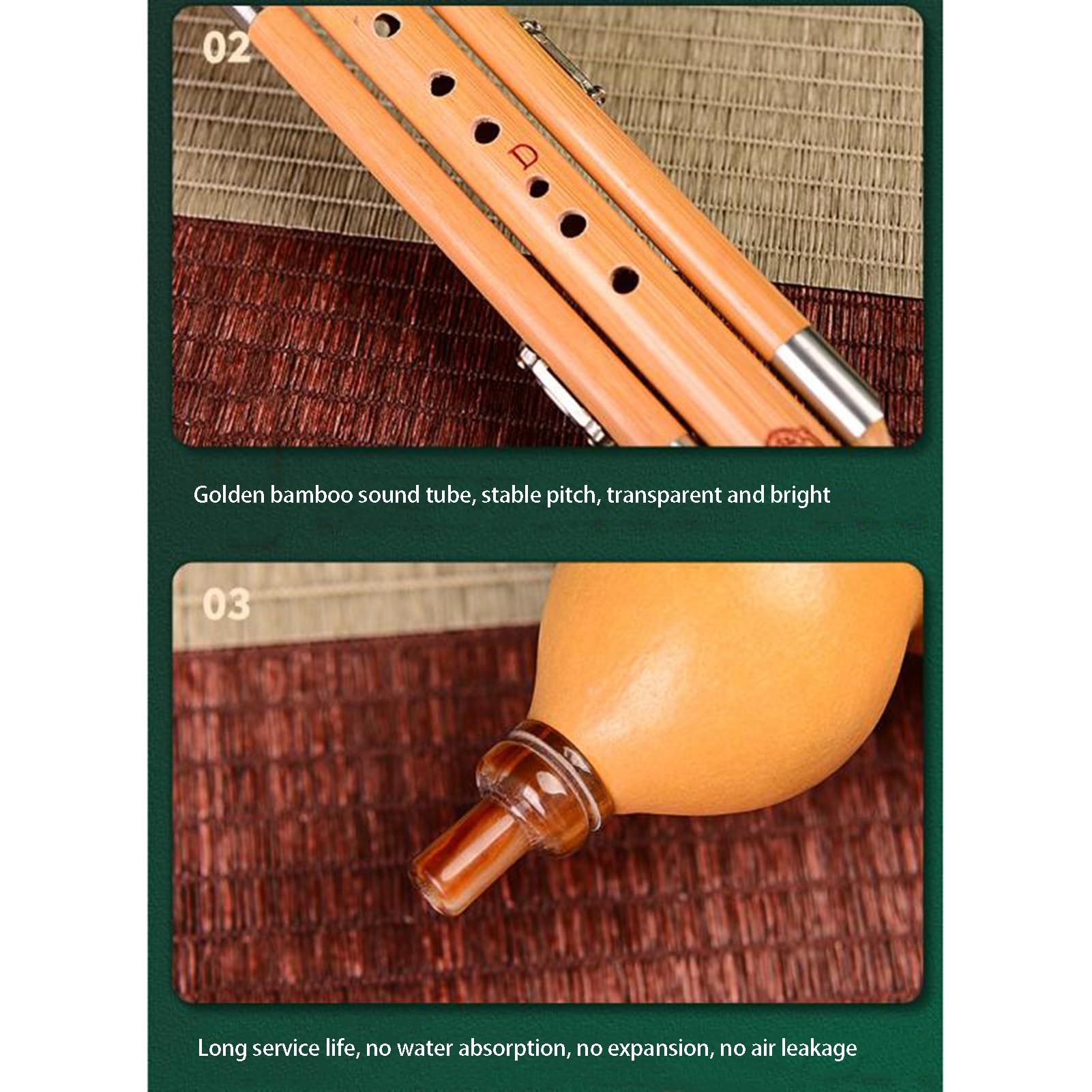 Hulusi Instrument de Musique C Down B Cucurbit Professionnel Débutants Performance G Key