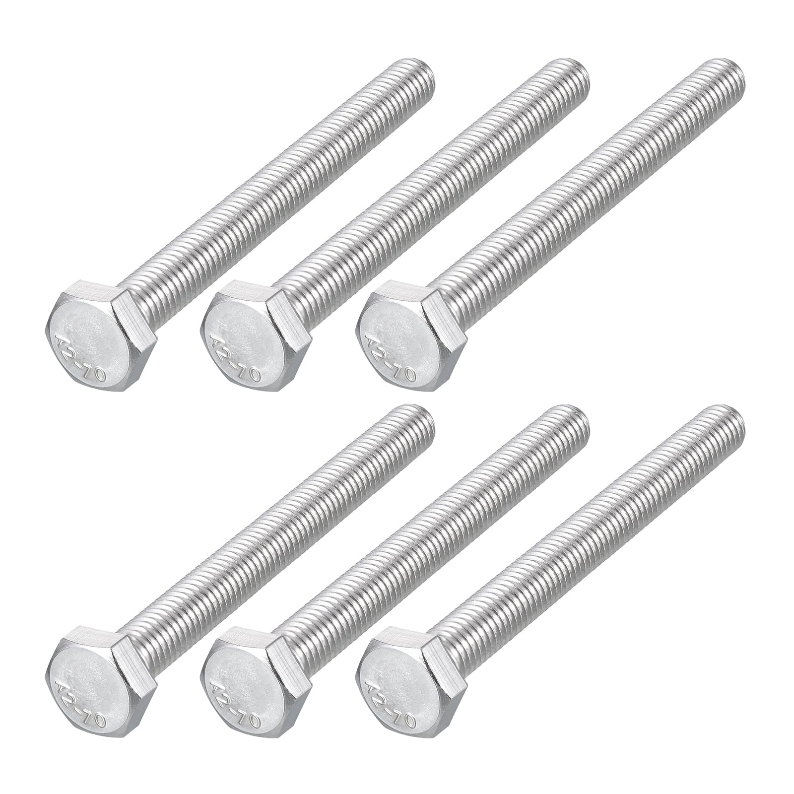 METALLIXITY Hex Bolts (M8-1.25x80mm) 6Pcs, 304 Stainless Steel Coarse Fully Threaded Hex Head Screw Bolt Machine Screws