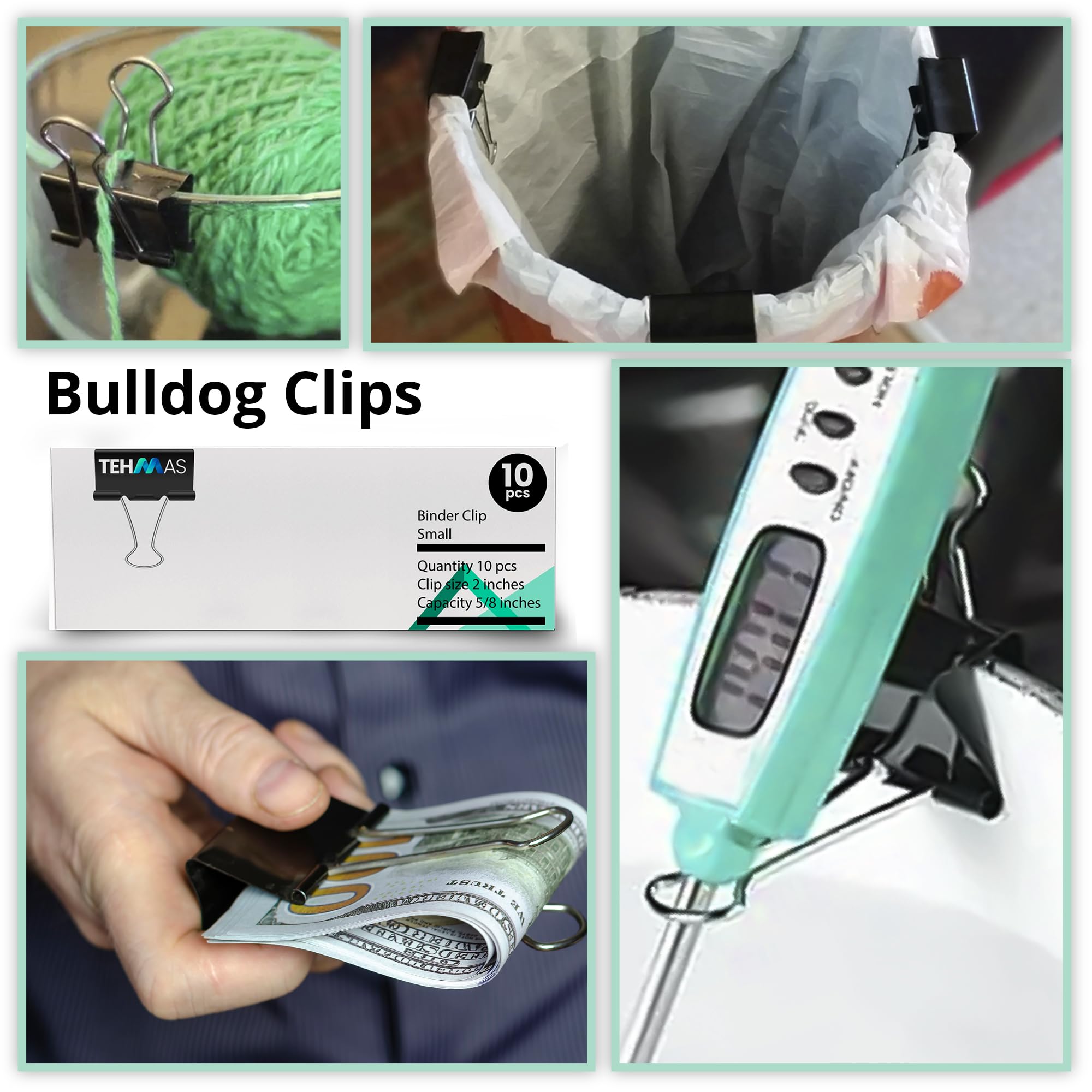 Tehmas 10pcs 51mm Bulldog Clips, Durable Heavy-Duty Metal Binder Clips, Ideal for Home School and Office Use - Image 4