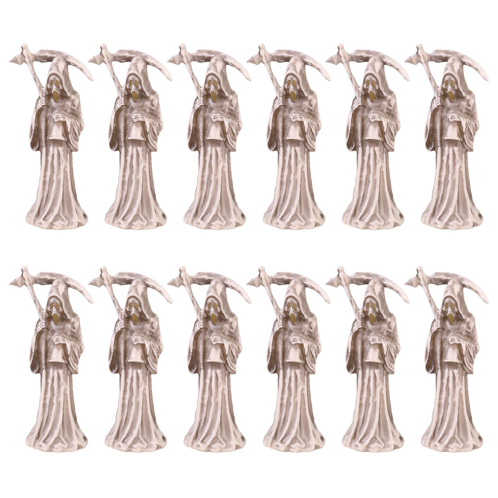 APGLSXY 12Pcs Plastomer Death Scythe Ornaments Easy to Assemble Plastomer Death Figurine Decoration for Halloween Parties and Haunting Houses Display Halloween Party Deck