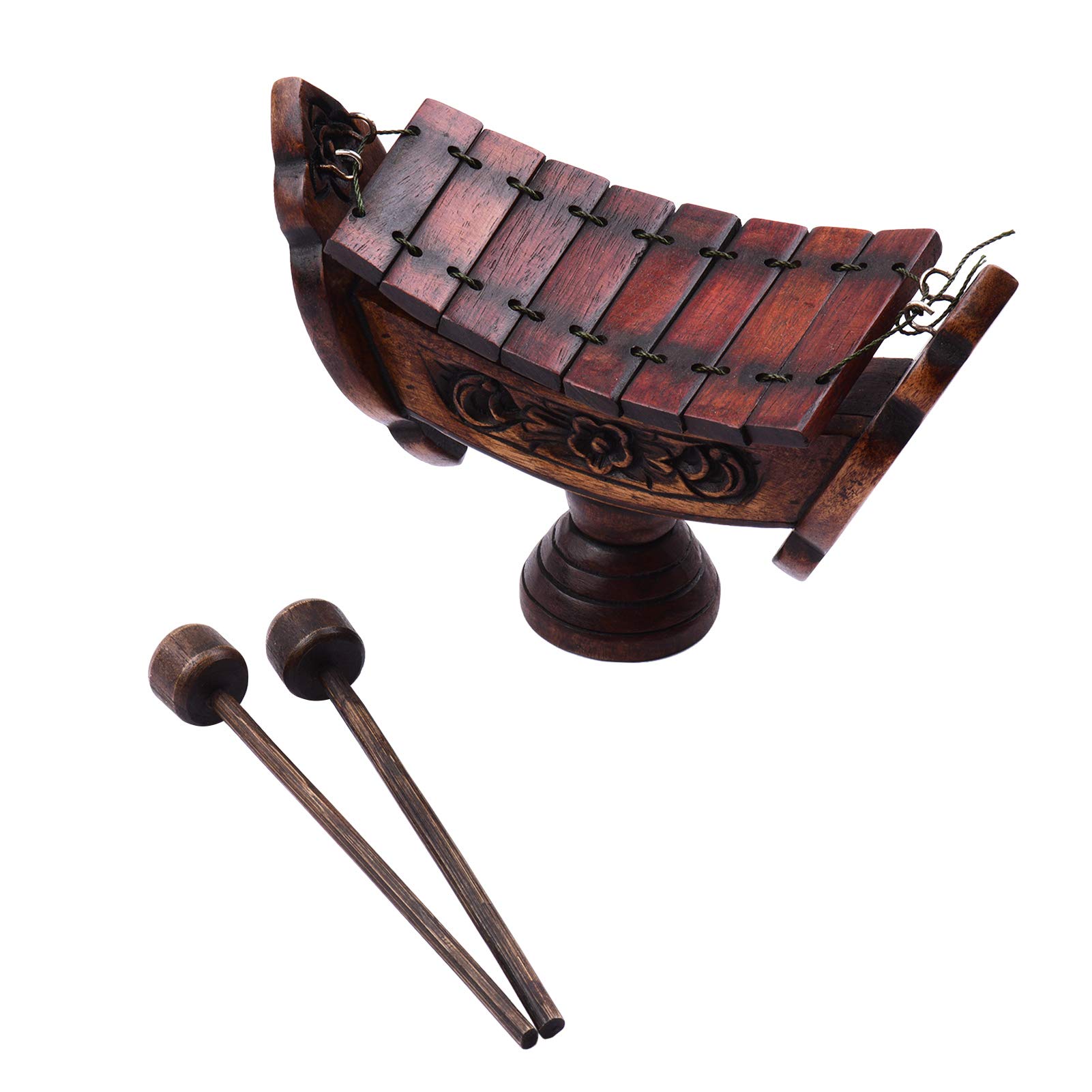 8 Noten Xylophon Teakholz Thai Traditionelles Percussion Musikinstrument Kunst Handwerk Holz Ornament Dekoration Geschenk für Home Office mit Schlägeln