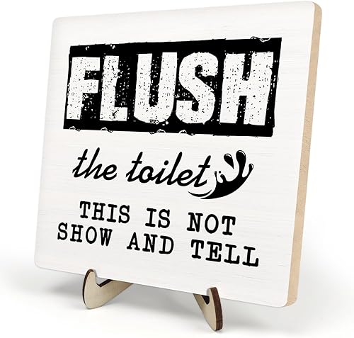 Miniatura 19 de Placa decorativa de baño, divertida placa de escritorio de madera con la vida es como el baño, letrero rústico para estante de casa de campo para