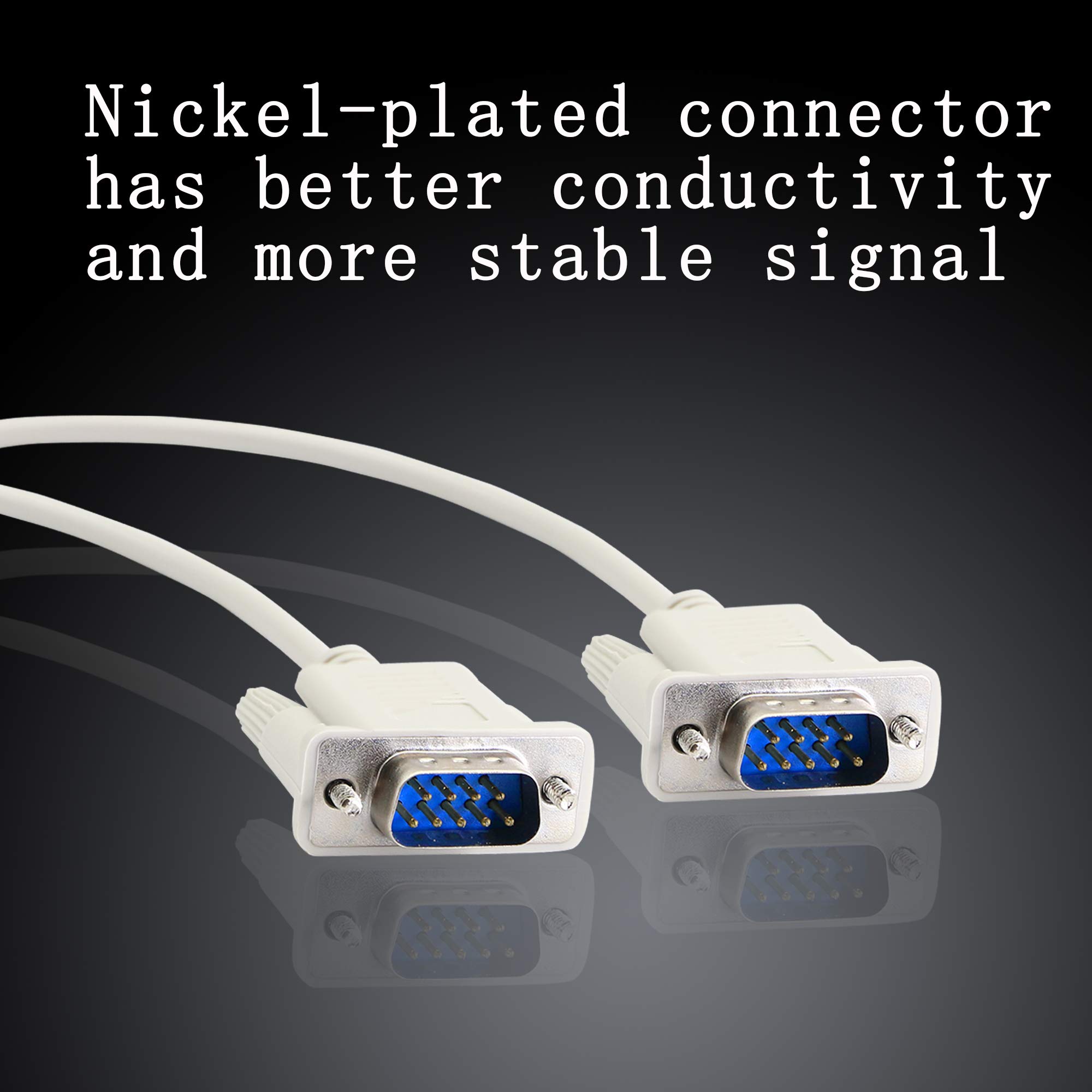 DB9 Cable serial de datos RS232 macho a macho 2-3 Cross Null Modem Cable de extensión para computadoras, impresoras, escáneres (4.5FT)