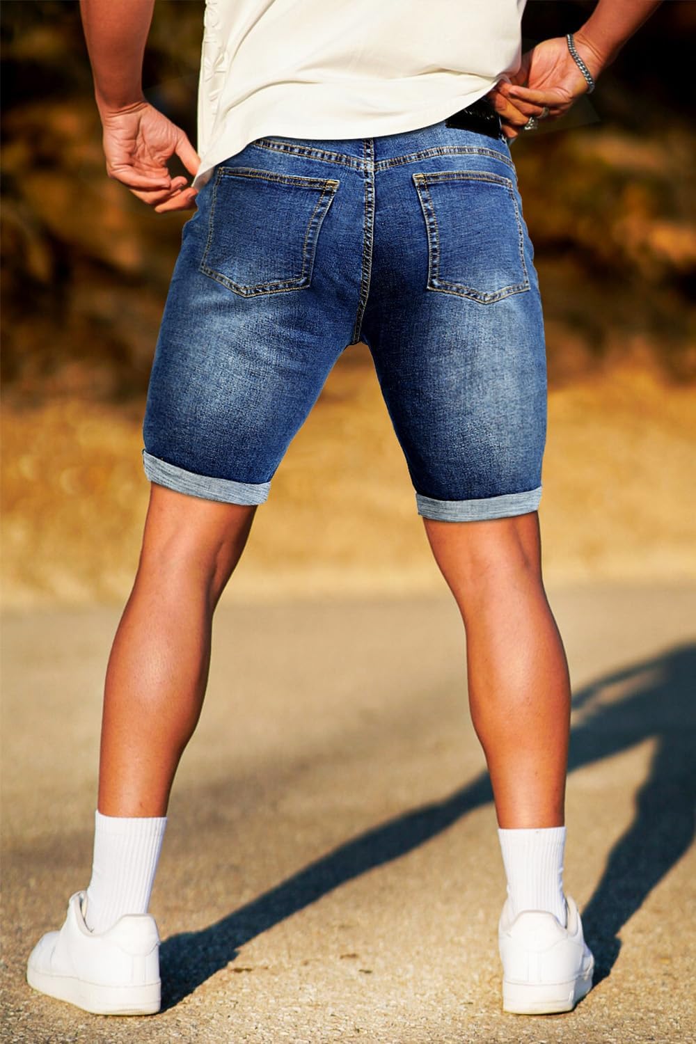 GINGTTO Denim Shorts Men Stretch Skinny Jean Shorts for Men - Image 2