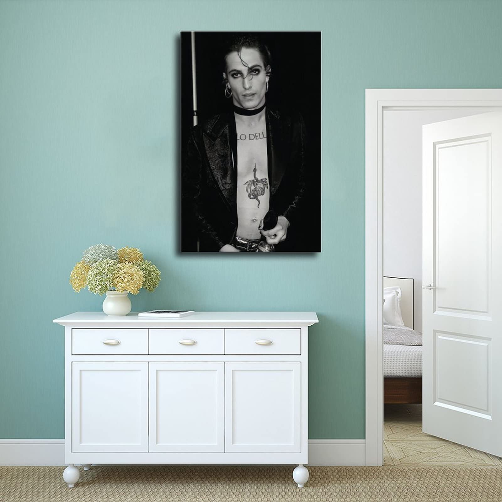 Poster Su Tela Damiano David, Ritratto Artistico 20x30 Cm - Decorazione Parete Per Soggiorno E Camera, Poster Esclusivo Del Cantante