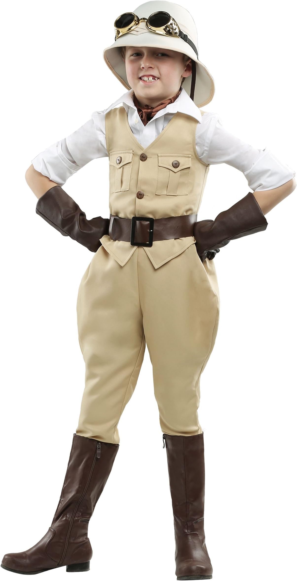 Boys Safari Hunter Adventure Costume - Vest, Jodhpur Pants, Elastic Waistband, 100% Polyester