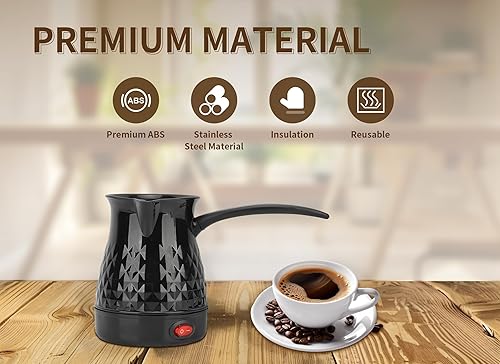 Miniatura 3 de Cafetera turca eléctrica, portátil de 20.3 fl oz, cafetera eléctrica de pavo árabe, griega, turca, cafetera antiquemaduras, hervidor de agua