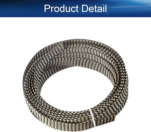 Vista 4 de Bettomshin 1 funda de organización de cables de 16.4 pies (16.4 ft), 9/16 pulgadas de ancho, protector de cable PET negro y dorado, tubo de telar