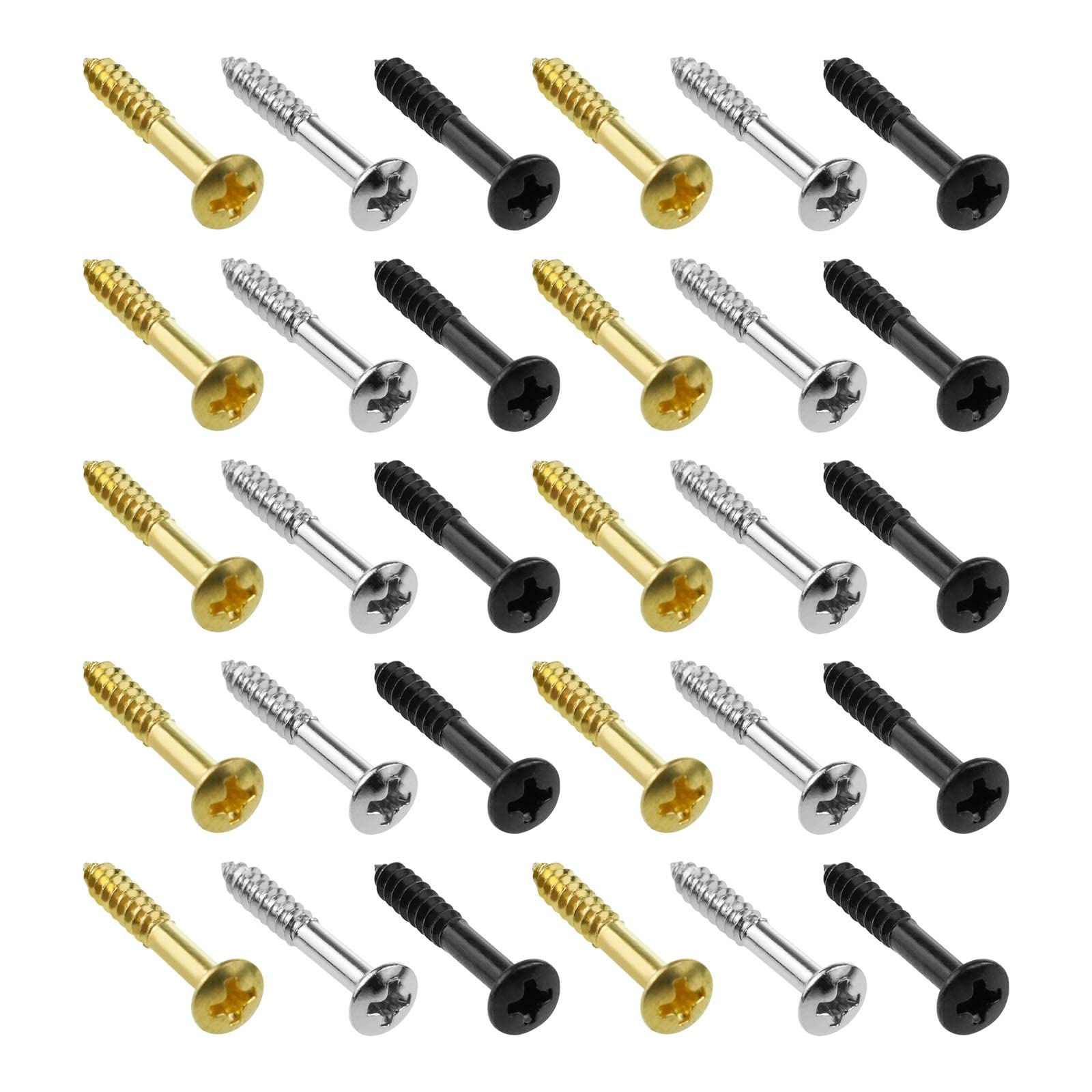 EMSea 60PCS Humbucker Pickup Ring Mounting Screws for Most Humbucker Pickups Rings 2.5x18mm Pickup Frame Surround Screws 20PCS Gold & 20PCS Black & 20PCS Silver