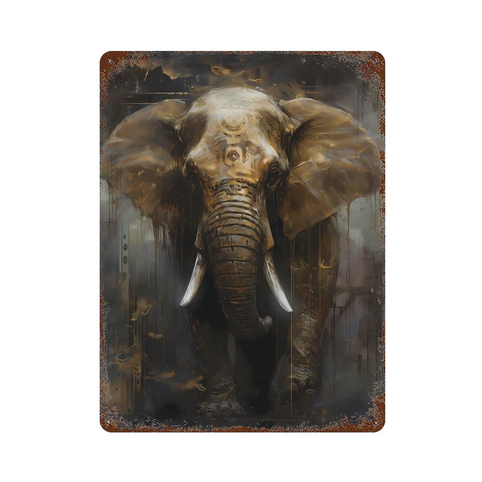 Garage Style Elephant Sweet Vintage Rust Metal Sign 15.7"x11.8", Vintage Wall Decor for Bar And Workshop
