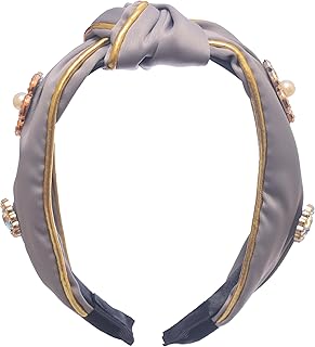 Daphane Silk Headband for Girls with Pearls - Grey