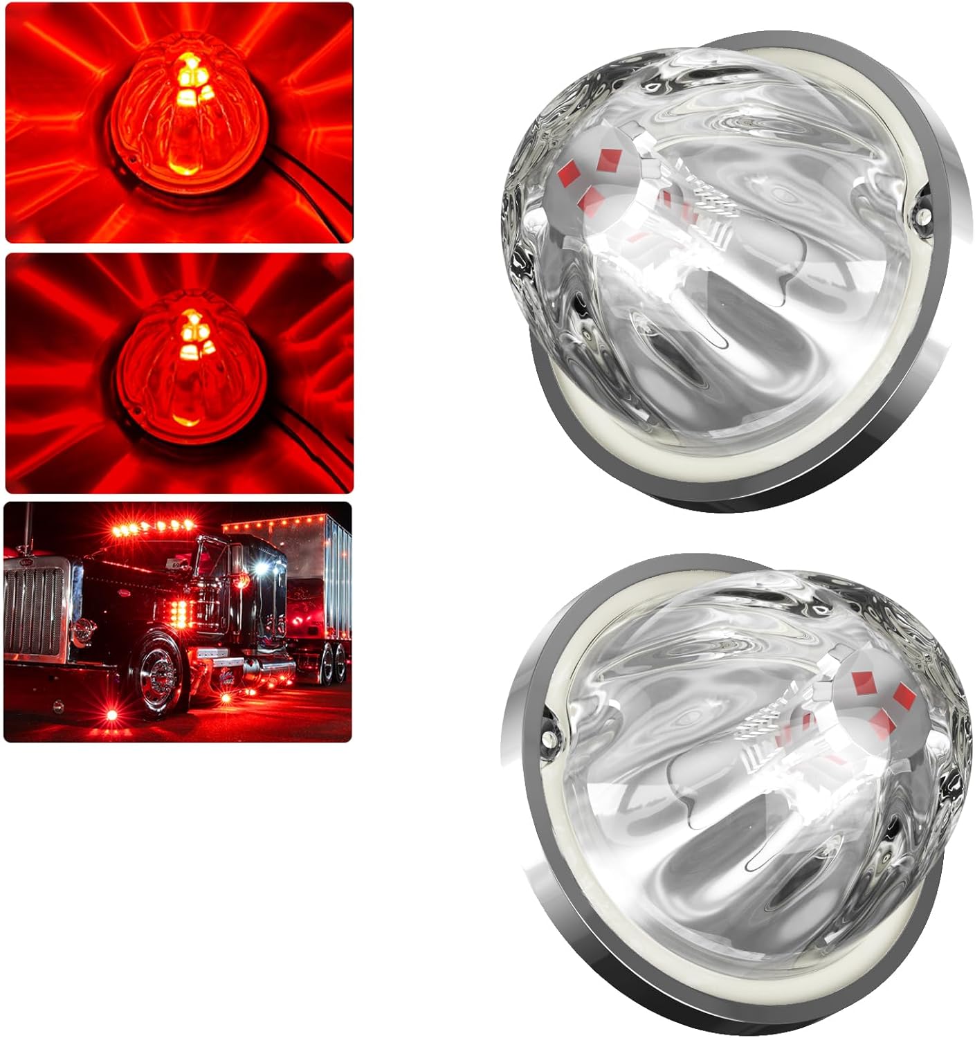 BJZ 4Pcs Amber Watermelon LED Lights w/High & Low Lighting, Watermelon-shaped Side Marker Clearance Tail Top Cap Roof Lights for 12V Trailer Truck Semi-trailer Heavy-duty Truck Bus Van Golf Cart