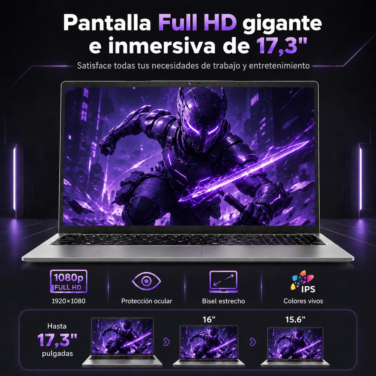 Portátil con Pantalla Grande de 17,3 Pulgadas, i5 7Y57, 16GB RAM, SSD 512GB