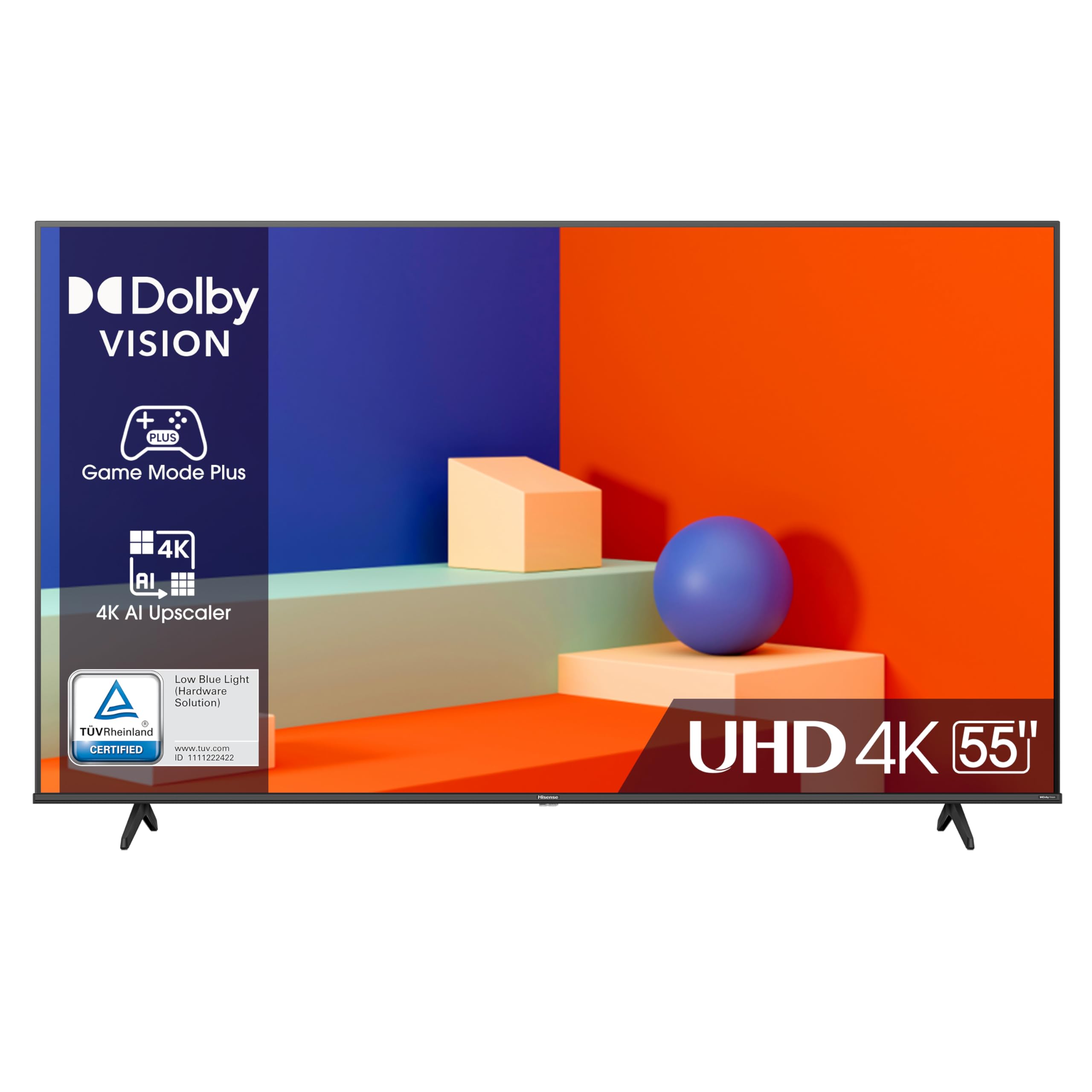 Hisense 55" UHD 4K 2023 55E63KT, Smart TV VIDAA U6, Dolby Vision, HDR 10+, Game Mode Plus, Alexa Built-in, Tuner DVB-T2/S2 HEVC 10, lativù 4K
