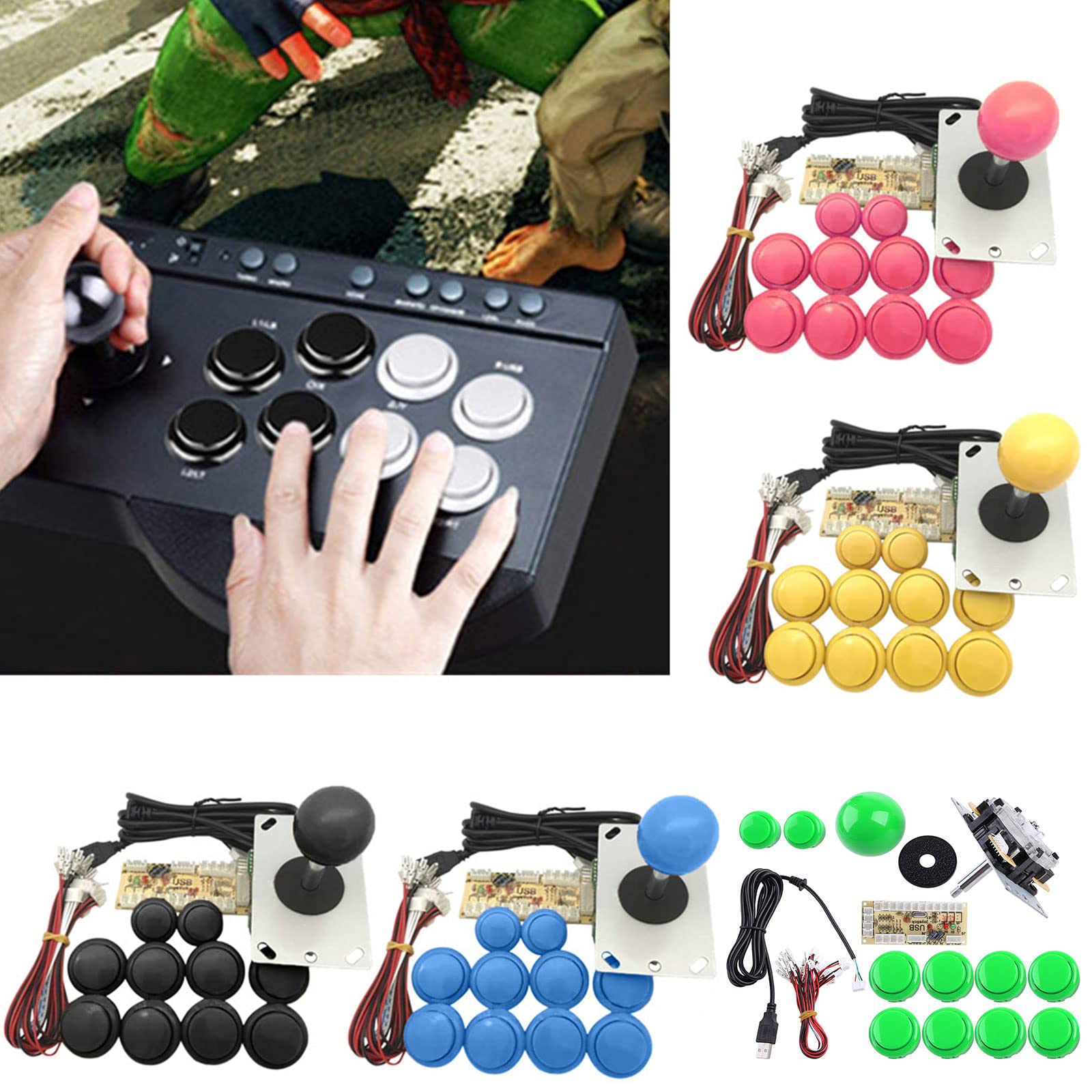 Zero Delay USB Encoder Games Pulsanti controller neri Pulsanti illuminati a LED per Arcade Joystick Kit fai da te Parti di ricambio per Tilesmold Vernice per Wallsmould Remover Spray per per Killer