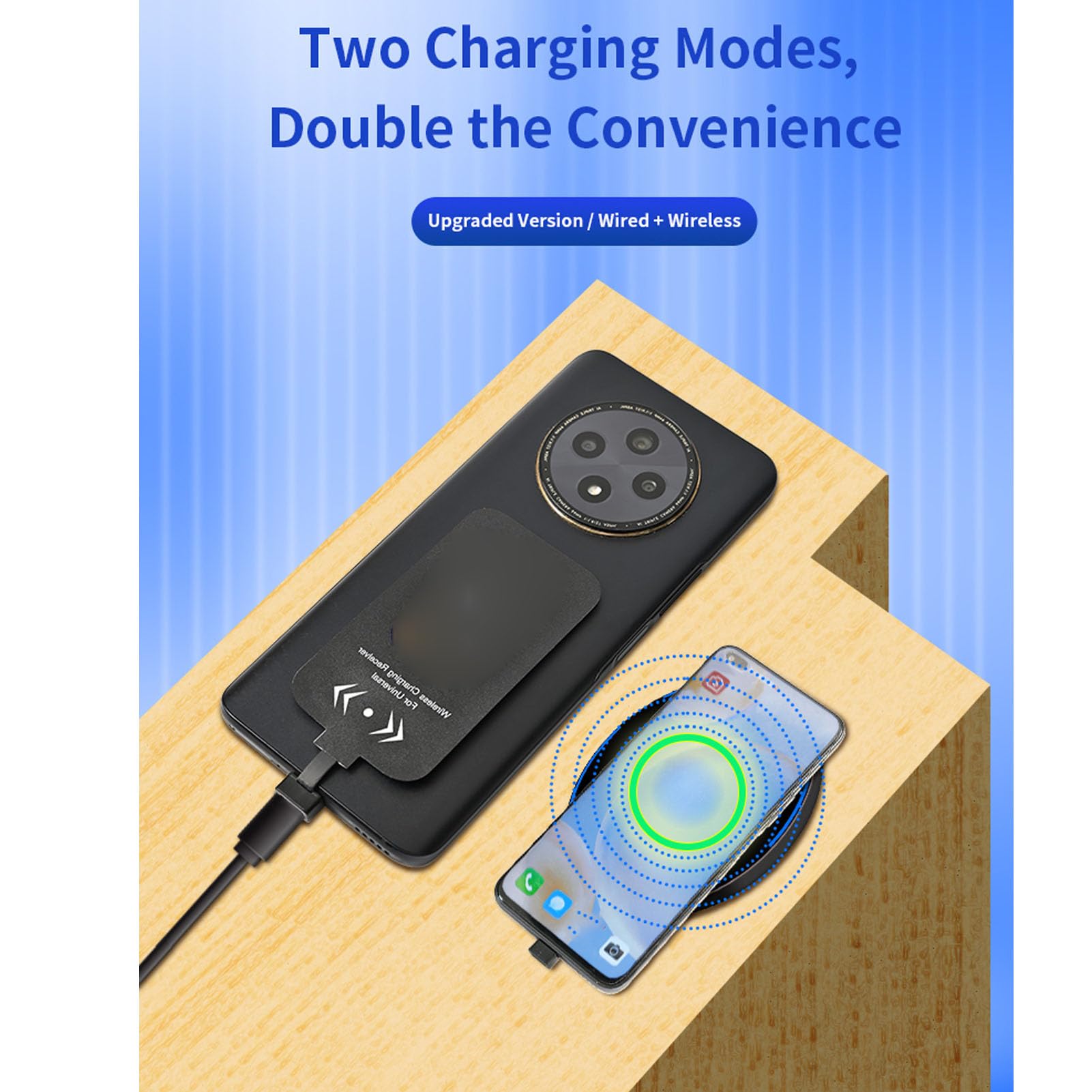 Fabater Kabelloser Ladeempfänger-Adapter, Dünnes Typ-C-Wireless-Ladegerät-Empfängermodul für A32 A31 A30 A22 A21s A21 A20e A12 und Andere Android-Telefone
