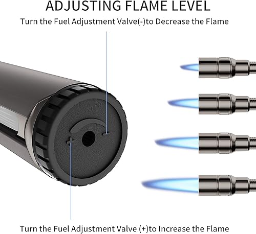 Miniatura 2 de Encendedor de butano Megainvo, antorcha larga recargable, con ventana visual de combustible, cuello flexible, resistente al viento, para parrilla,