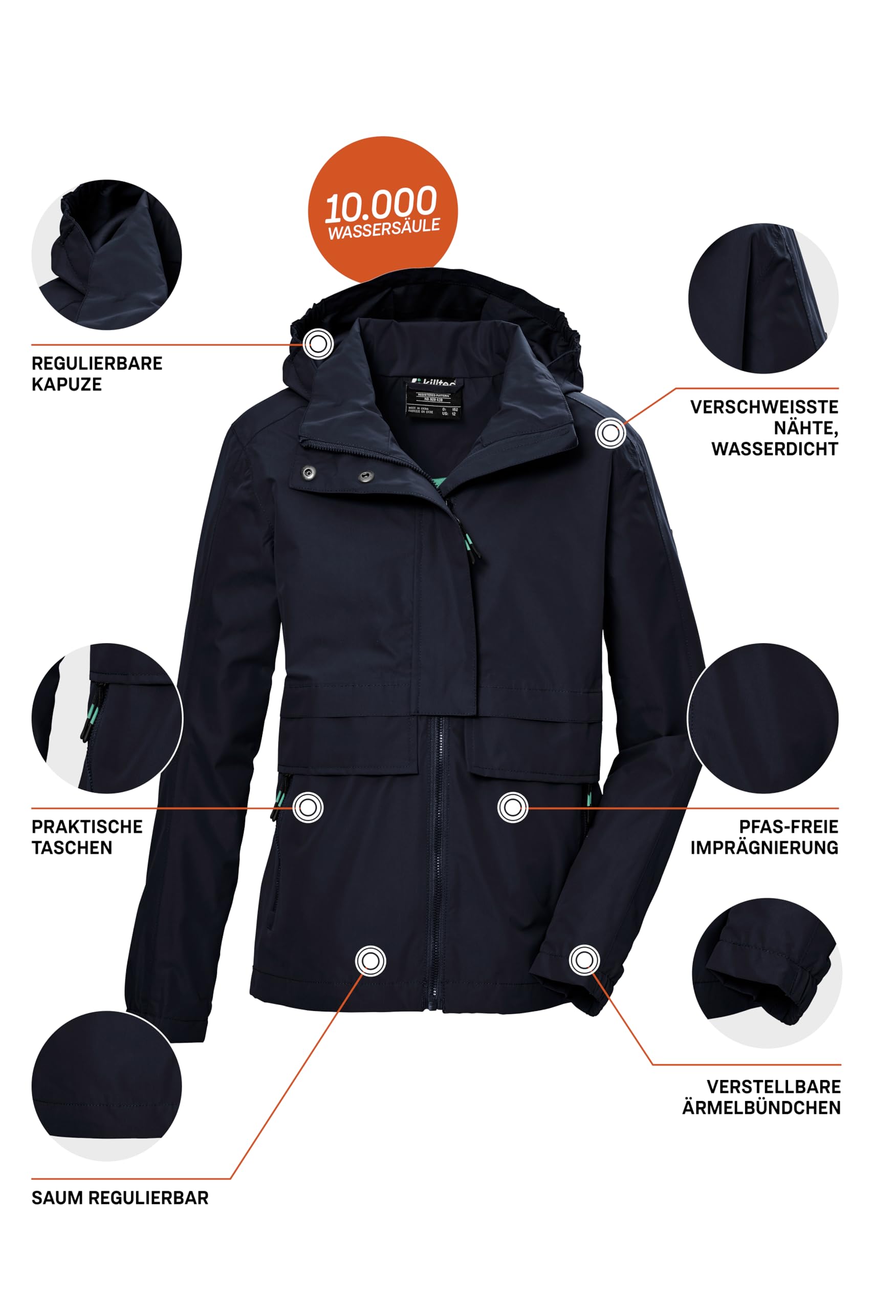 Killtec Kos 149 Grls Jckt Chaqueta funcional impermeable con capucha Niñas