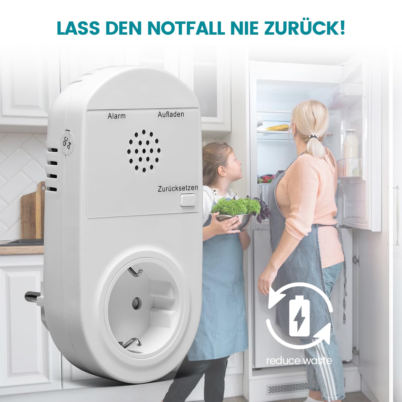Briidea Stromausfallalarm melder mit LED Anzeige und 80 dB Sirene, betrieben mit wiederaufladbarem Akku (enthalten), ideal zur Überwachung von Kühlschränken, Gefrierschränken, Sumpfpumpen und Aquarien