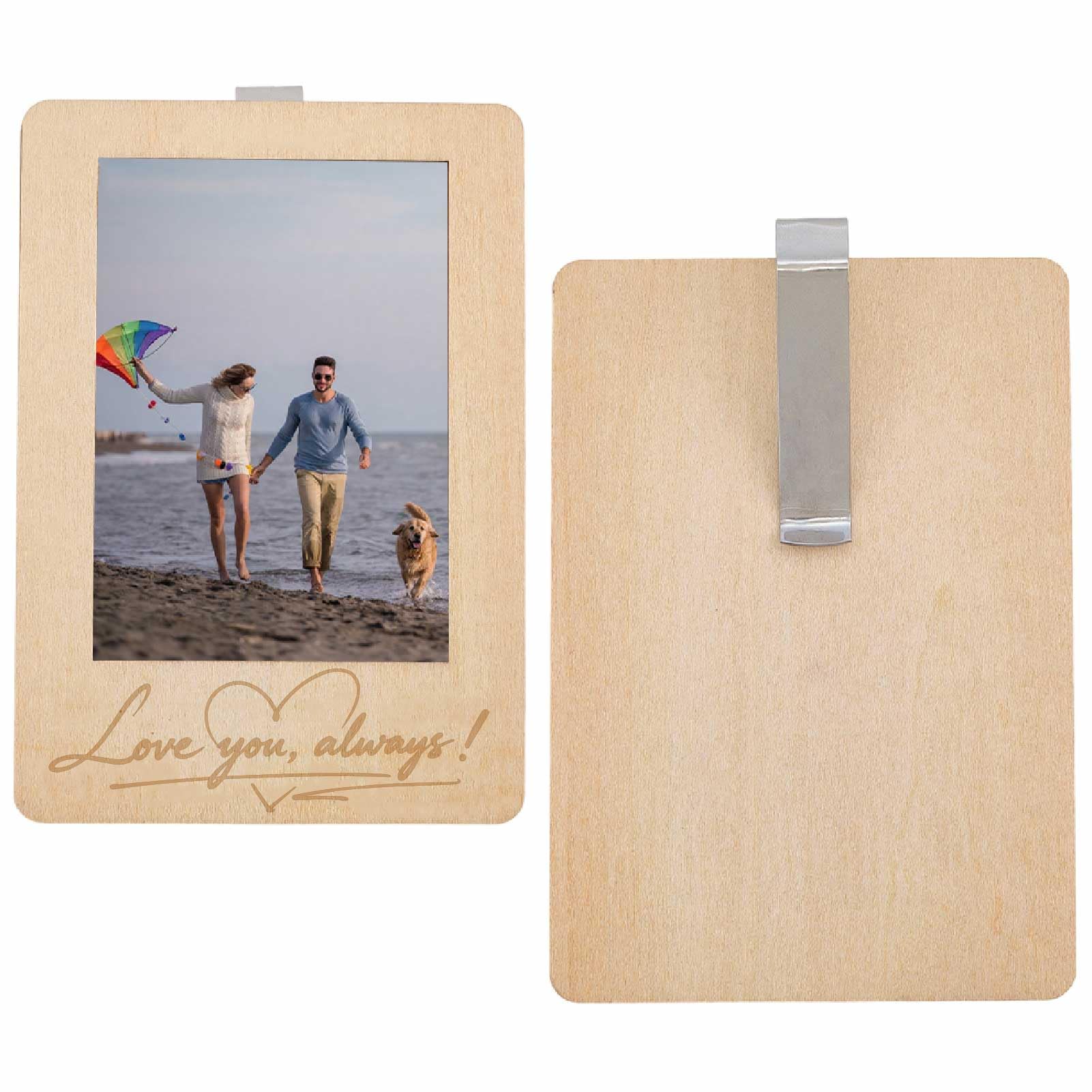 Clip Photo en Bois pour Pare-Soleil de Voiture 4,7 x 3,3 Pouces Cadre Photo Auto I Love You Motif Cœur Support Photo Décoratif Cadeau